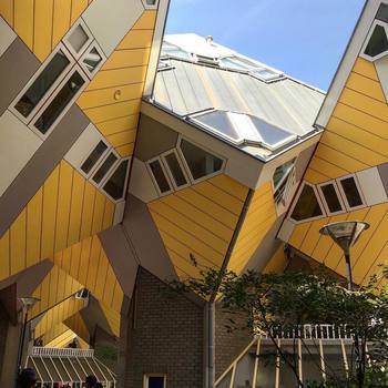 Cube houses  in Rotterdam  #architecture #rotterdam #cube #yellow #houses